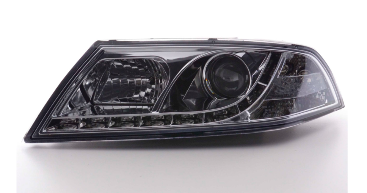 FK Pair LED DRL Halo Lightbar headlights Skoda Octavia 2 04-08 1Z MK2 Chrome LHD