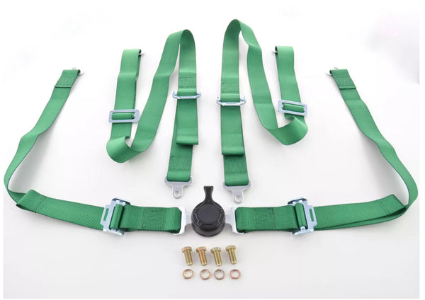 FK harness 4 point universal seat belt green track rally race bucket safety