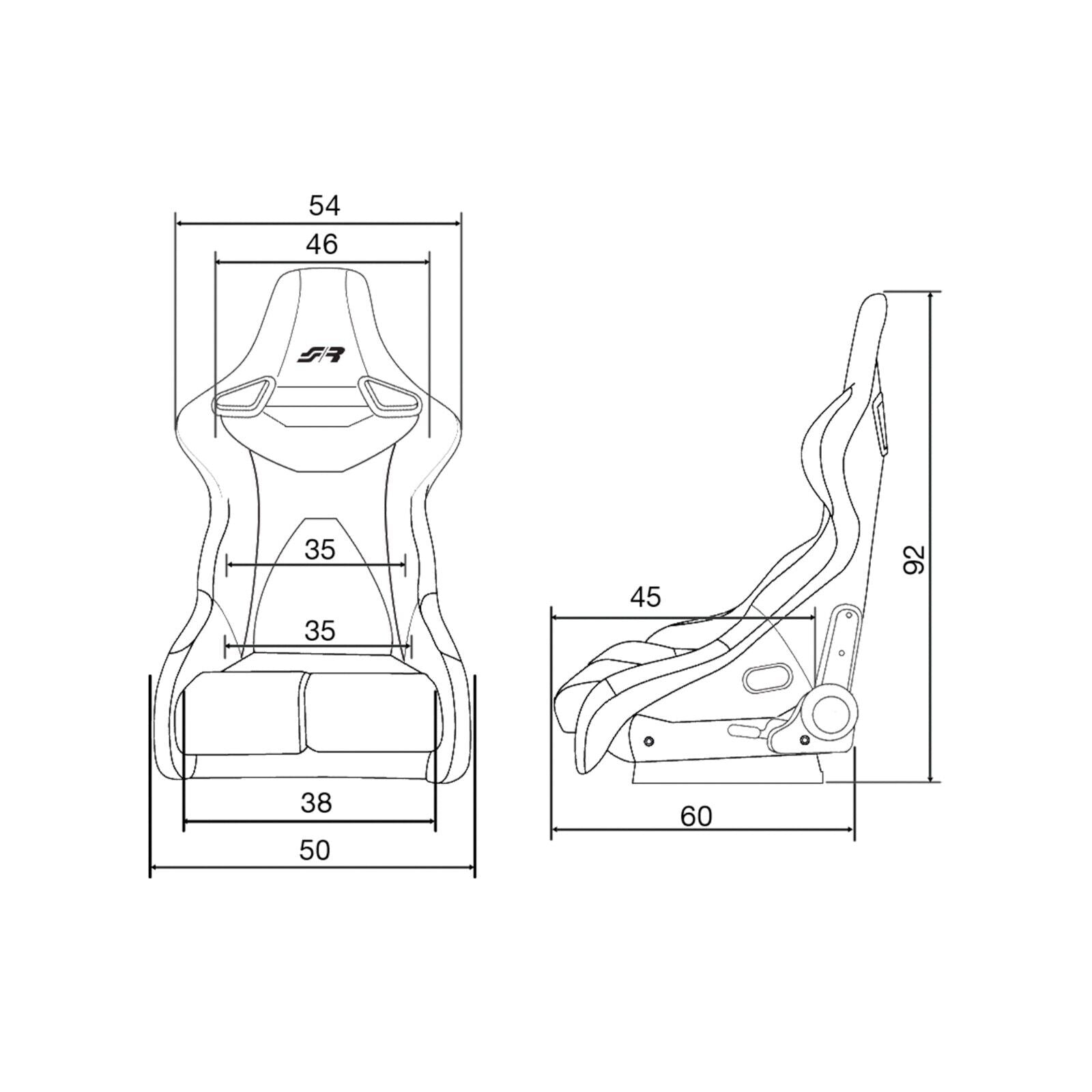 Simoni Racing Emmerson x1 Luxe Universal Sports Bucket Seat + Runners Carbon Black & Red Stitch