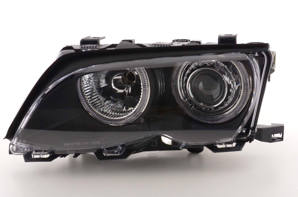 FK Set LED DRL Devil Halo Eye Headlights BMW E46 Saloon 01-03 black LHD RHD M3