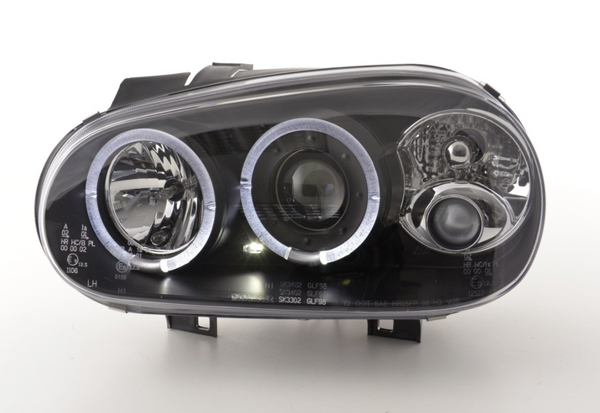 FK Set LED DRL Projector Angel Eye Headlights VW Golf 4 MK4 98-03 black LHD