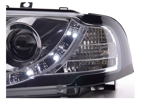 FK Pair LED DRL Lightbar Halo Headlights Skoda Octavia 1 MK1 1U 01-04 chrome