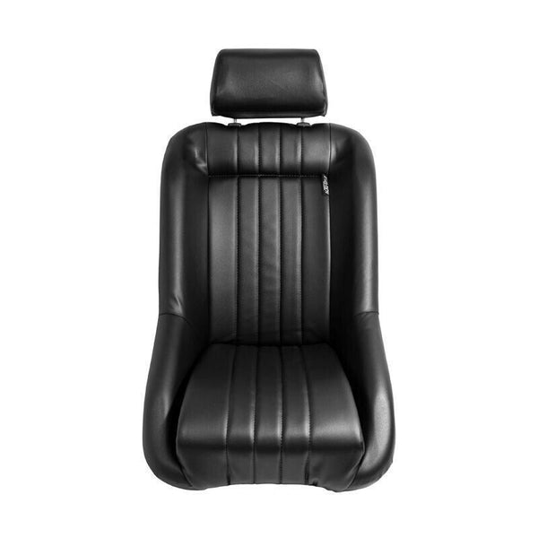 AS x1 Univ Classic Car Retro Kit Sports Fixed Back Bucket Seat Black inc slides