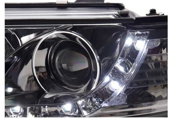 FK Pair LED DRL Lightbar Halo Headlights Audi A4 B5 8D 95-99 black chrome S4 LHD