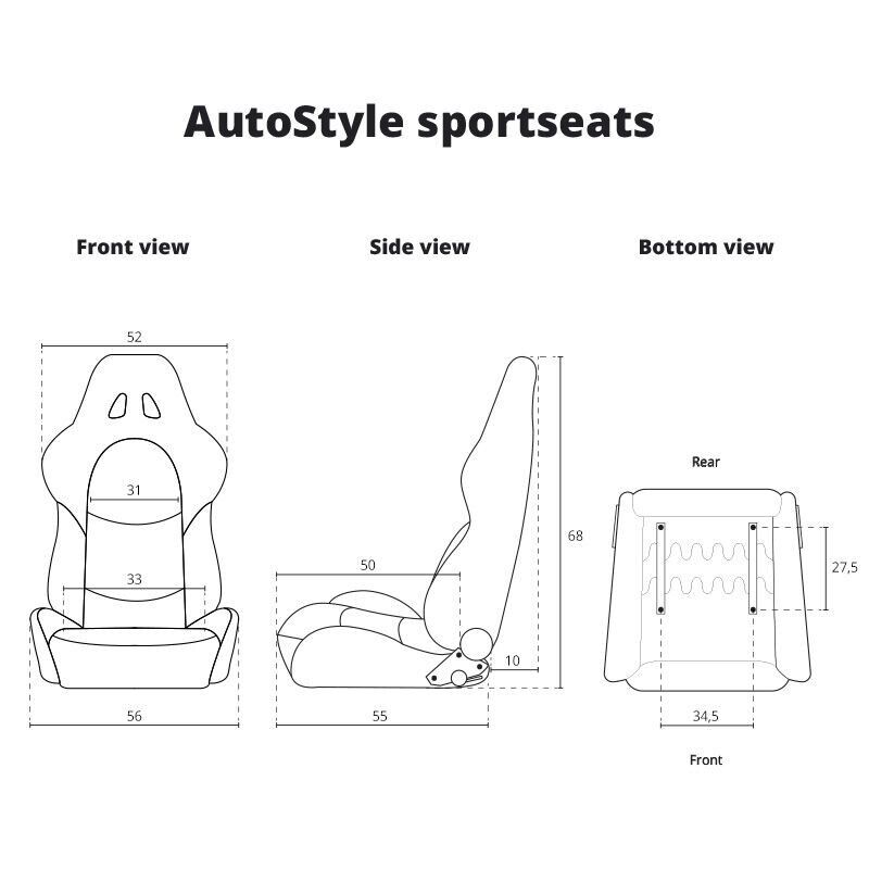 Pair of Autostyle Black Classic Car Retro Kit Sports Car Bucket Seats (x2 - Left & Right) Ltd Speedster
