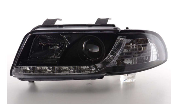 FK LED DRL Lightbar headlights Audi A4 B5 8D 95-99 black S4 LHD