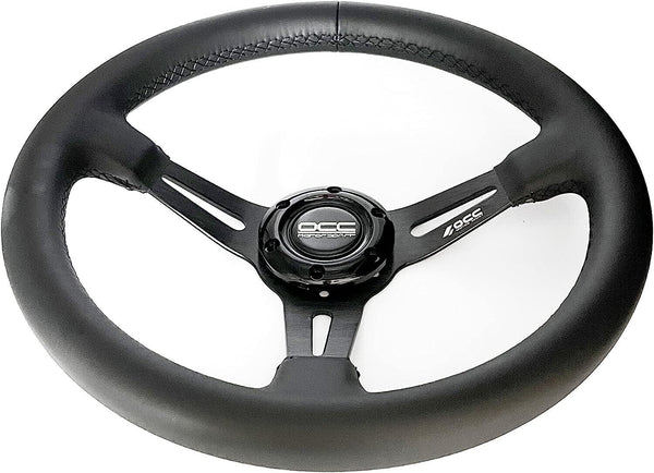 OCC MOTORSPORT SEMI-DISPLACED STEERING WHEEL CLASSIC MODEL NAPPA LEATHER BLACK