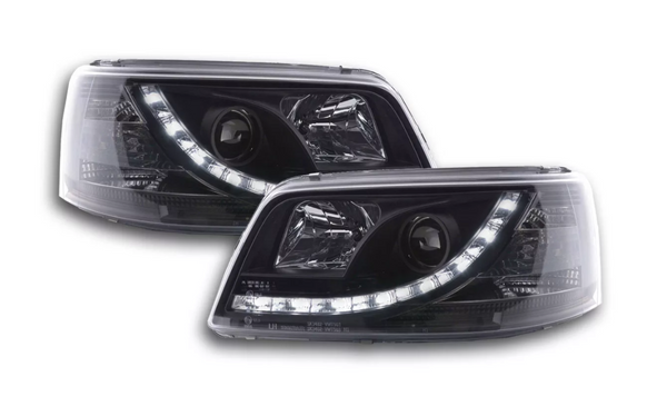 FK Pair LED DRL Lightbar Headlights VW Camper Transporter T5 T5 03-09 Black LHD