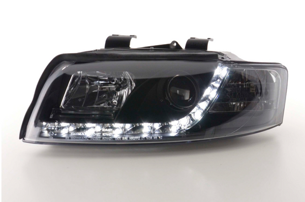 FK Set LED DRL Headlights Halo Lightbar Audi A4 b6 8E 01-04 Black LHD S4