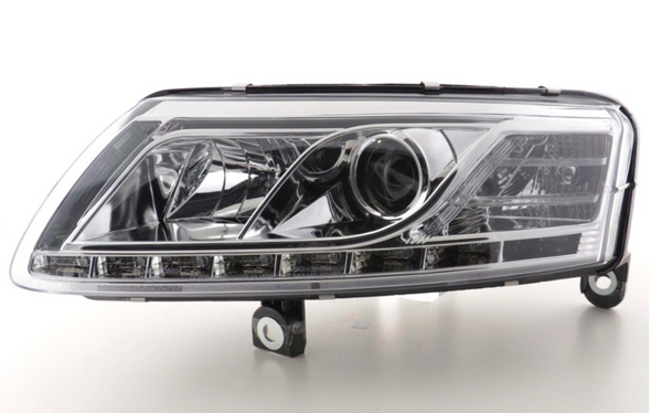 FK LED Headlights LED DRL Lightbar Audi A6 C6 4F 04-08 chrome S6 S-Line LHD