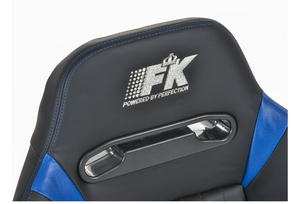 FK Pair Bucket Sports Seats Set Car Black & BLUE Motorsport Deluxe Recline Fold