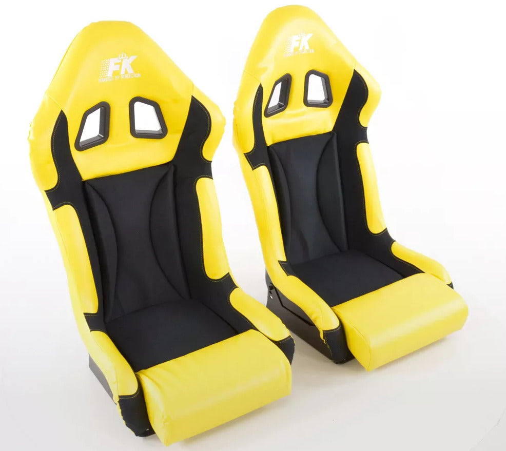 FK Pair Universal Full Bucket Sports Seats - Deluxe FG Glossy Back x5 Colour