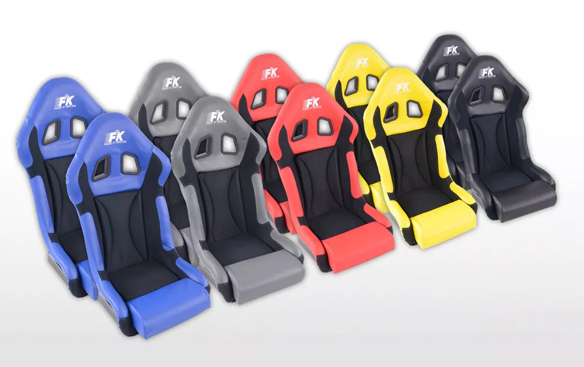 FK Pair Universal Full Bucket Sports Seats - Deluxe FG Glossy Back x5 Colour