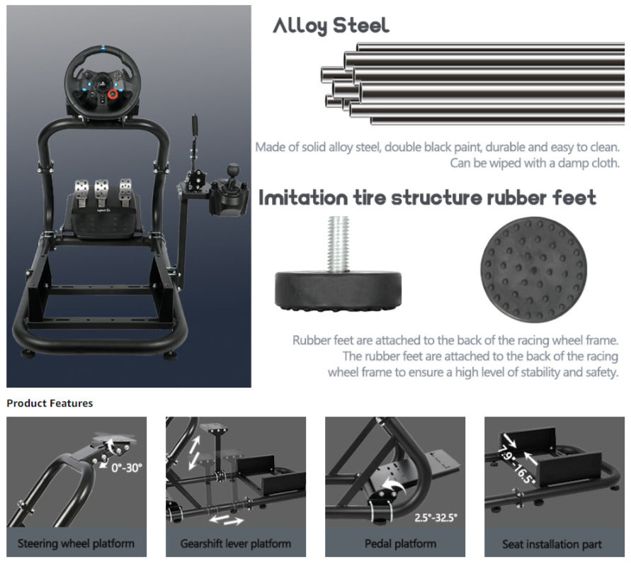 AZ Driving Game Sim Racing Frame Rig for Seat Wheel Pedals Xbox PS PC Console F1