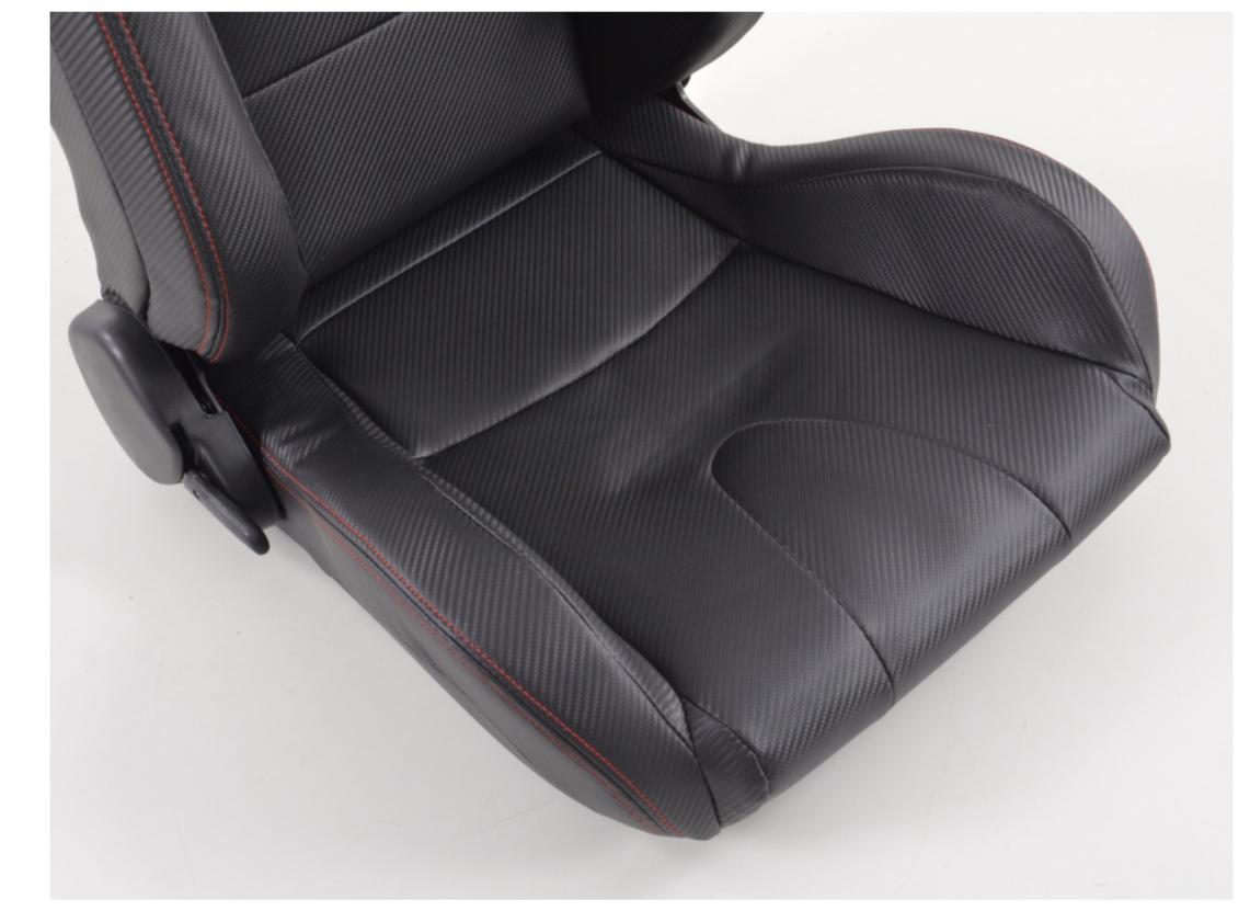 FK x2 Univ Red Stitch Bucket Sports Seats Type R Carbon Fibre Design Black Line