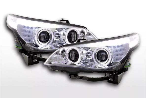 FK LED DRL XENON Halo headlights BMW 5-series E60 E61 05-07 Chrome LHD M5