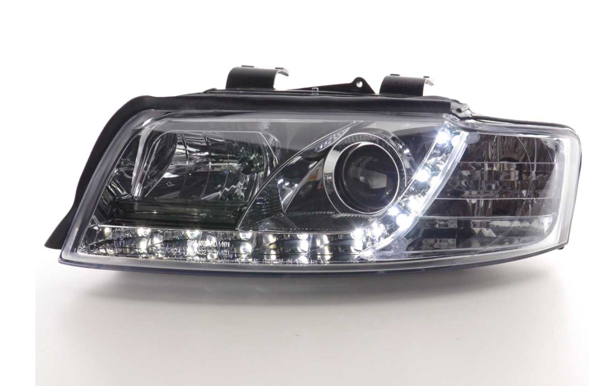 FK Set LED DRL Headlights Halo Lightbar Audi A4 b6 8E 01-04 Black LHD S4