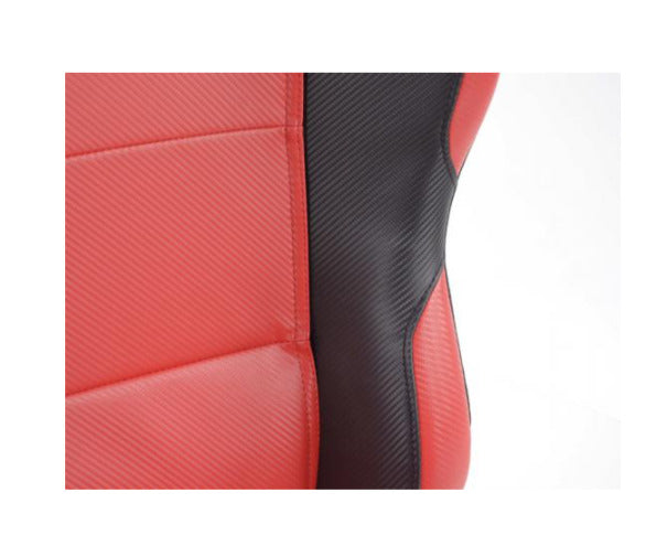 FK Universal Reclining Bucket Sports Seats in Red Carbon Black Design inc slides