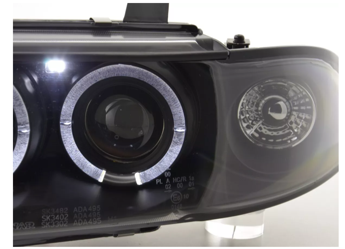 FK LED DRL Angel Eye Halo Ring Projector headlights Audi A4 B5 8D 95-99 black S4 LHD