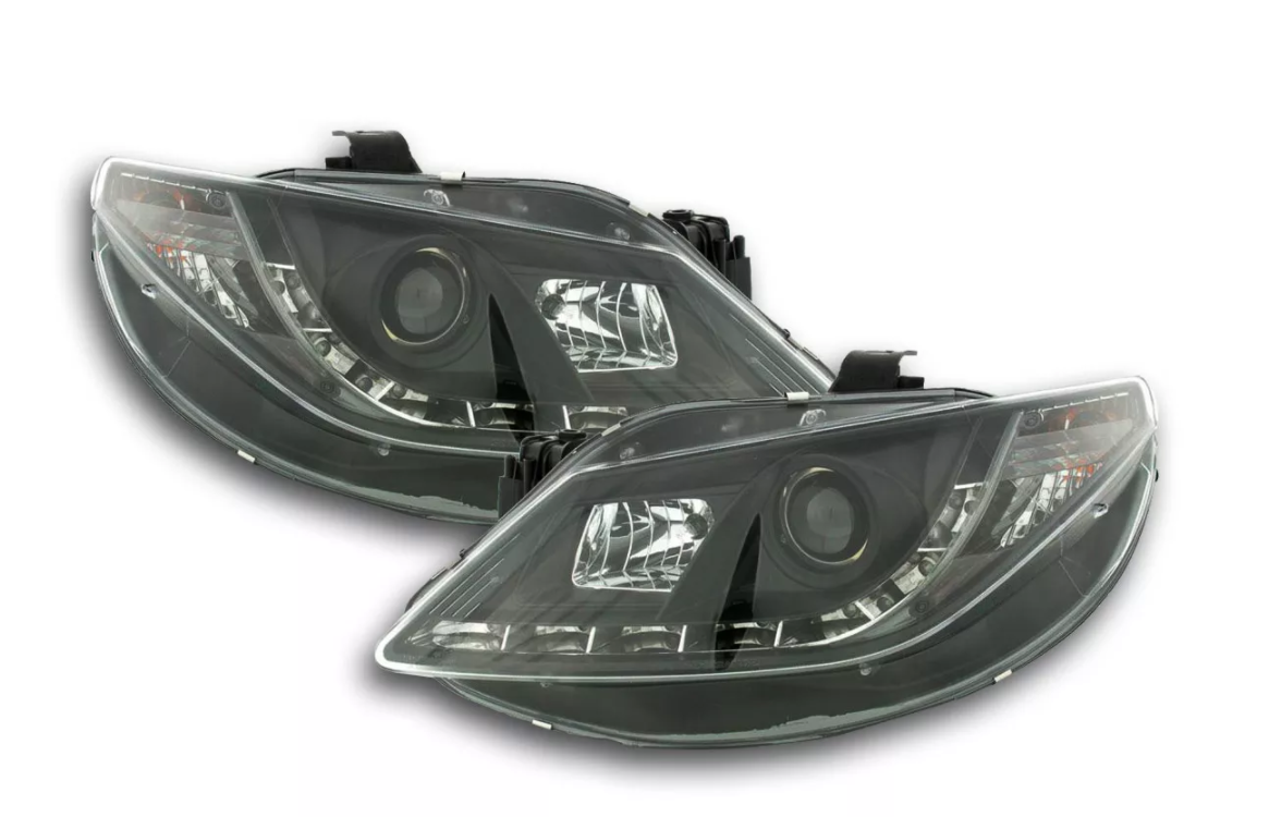 FK Pair LED DRL Halo Lightbar headlights Seat Ibiza 4 MK4 6J 08- black LHD