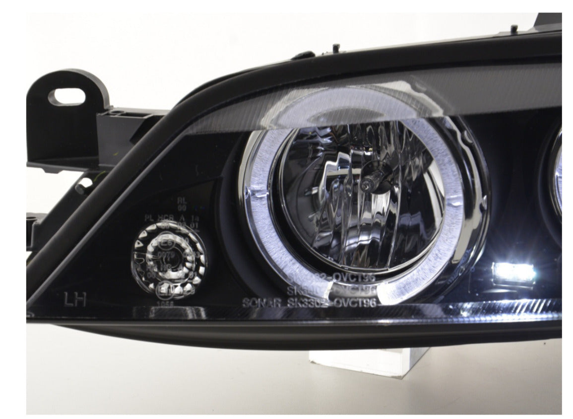 FK LED Headlights Halo Ring Opel Vauxhall Vectra B 95-99 Black LHD