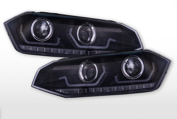 FK NEW LED DRL Lightbar Headlights VW Polo 6R 2010+ black edition LHD