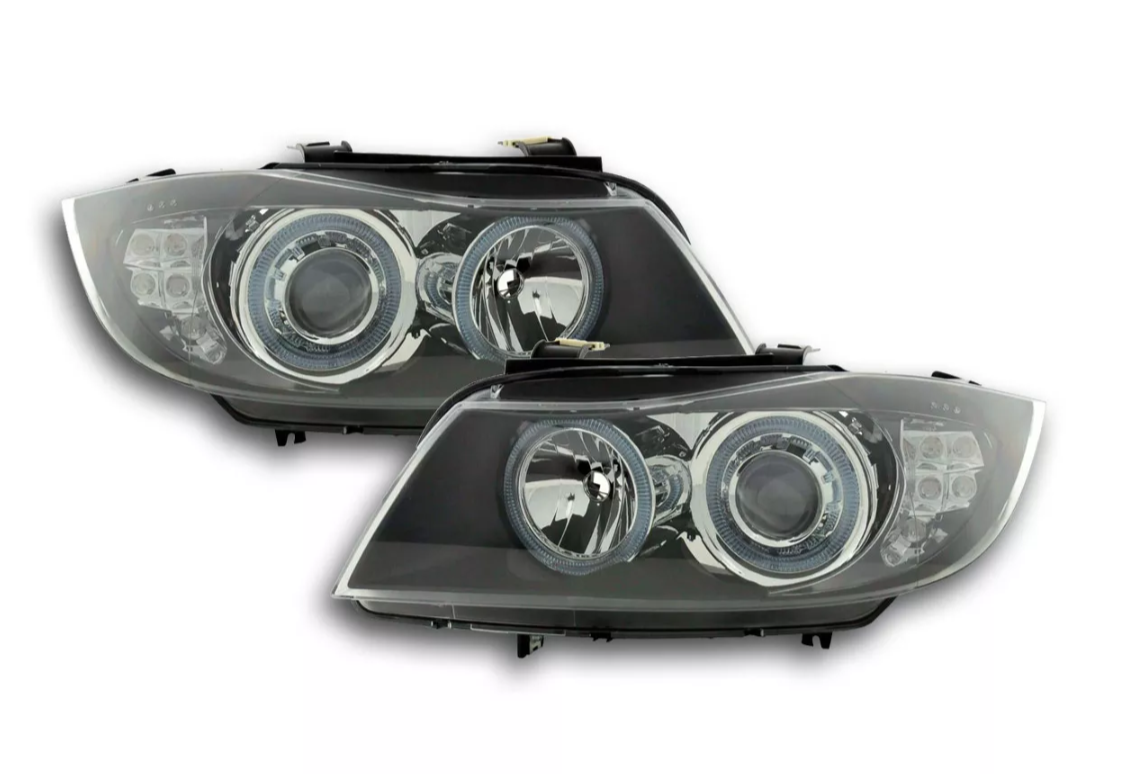 FK Pair LED DRL Halo Angel Eye Headlights BMW 3-Series E90 E91 05-08 - RHD + LHD