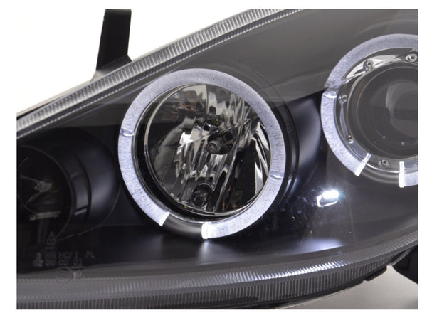 FK Pair LED DRL Halo Eye Ring Headlights Peugeot 307 2001-2006 Black LHD