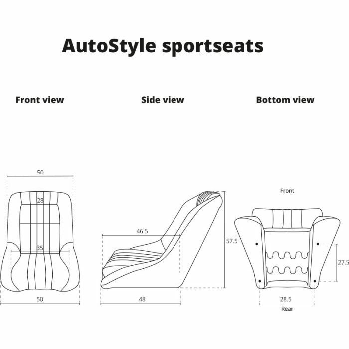 AS x1 Classic Car Retro Kit Sports Fixed Back Bucket Seat Black PVC inc slides