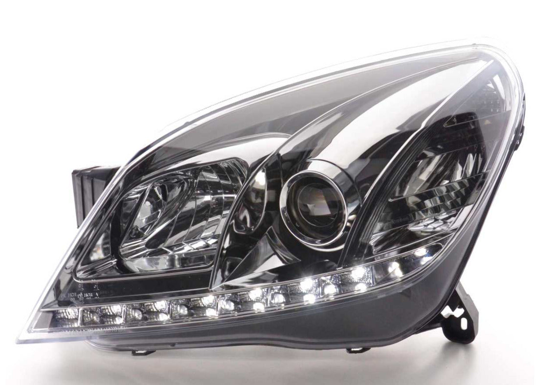 FK Pair LED DRL Halo Lightbar headlights Opel Vauxhall Astra H 04-10 chrome LHD