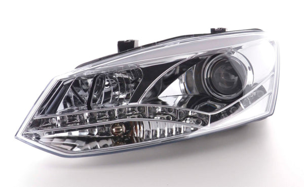 FK Pair LED DRL Halo Projector Lightbar Headlights VW Polo 6R 2010+ chrome LHD