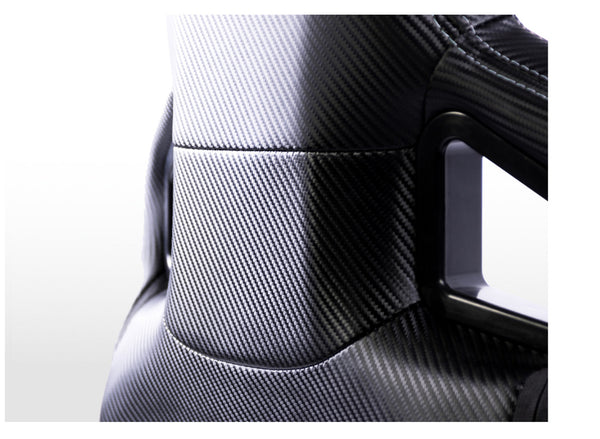FK Universal Reclining Bucket Sports Seats - ST Carbon Fibre Black White Stitch