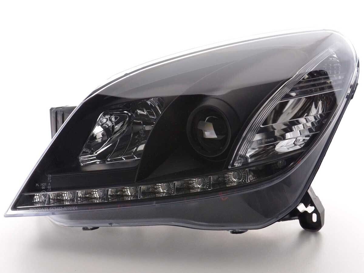 FK LED DRL Halo Lightbar SERVO Headlights Opel Vauxhall Astra H 04-09 Black LHD