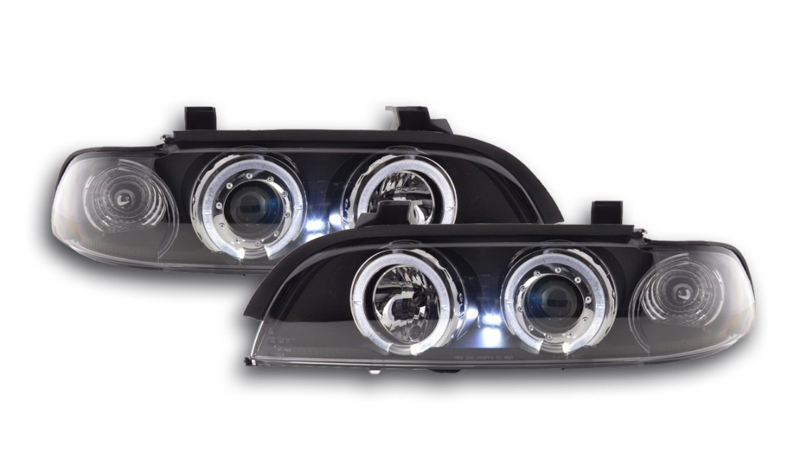 FK LED DRL Angel Eye Halo Ring Headlights BMW 5-series E39 95-00 black M5 LHD