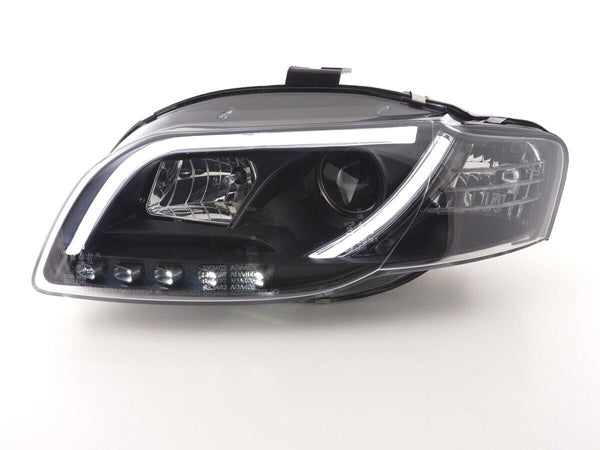 FK LED DRL Halo LUXE BRIGHT Lightbar Headlights Audi A4 B7 8E 05-07 BLACK LHD S4