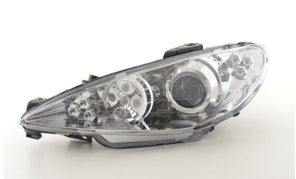 FK Pair LED DRL Halo headlights Peugeot 206 98-05 chrome LHD