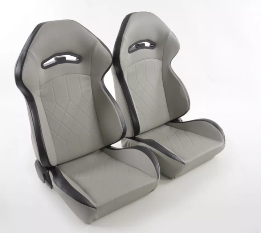 FK Pair Universal Reclining Bucket Sports Seats Grey Hammerhead Shark Edition