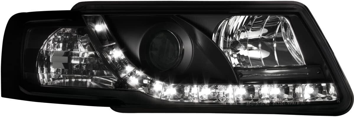 AS Pair LED DRL Lightbar Halo Headlights VW Passat 3B B5 97-00 black smoke LHD