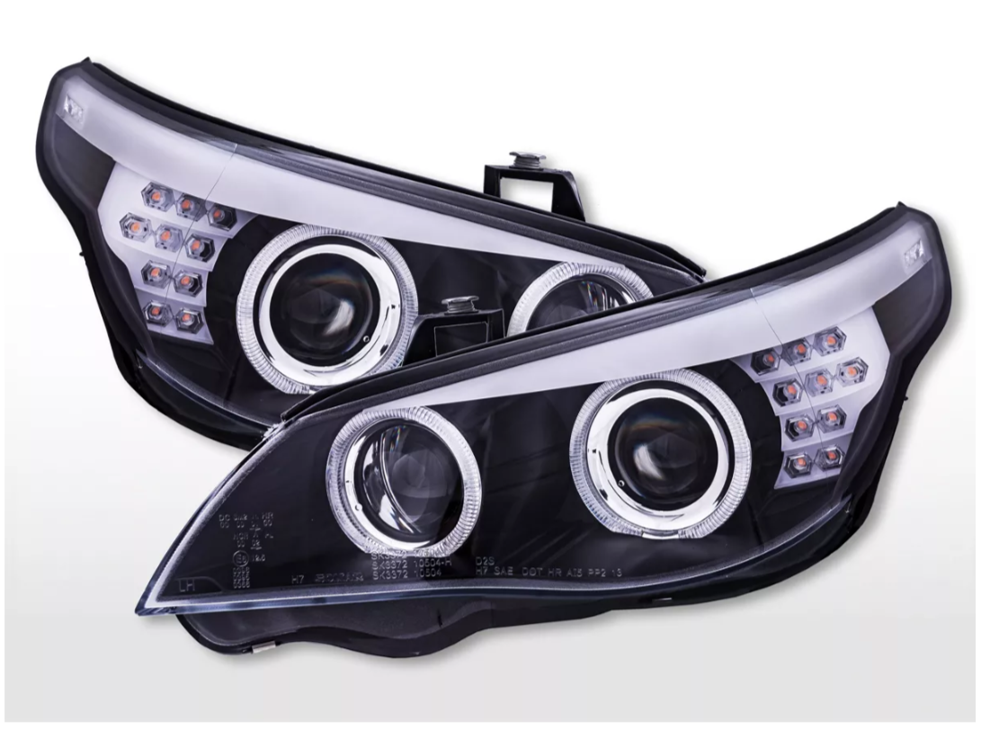 FK LED DRL XENON D1S Halo headlights BMW 5-series E60 E61 08-10 Chrome LHD M5