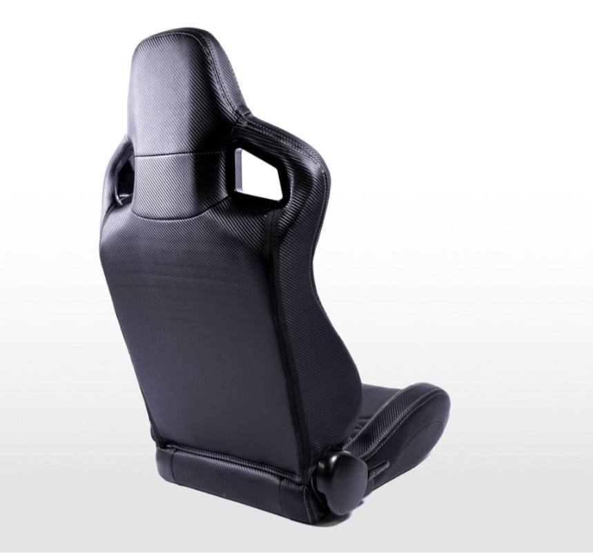 FK Universal Reclining Bucket Sports Seats - ST Carbon Fibre Black White Stitch