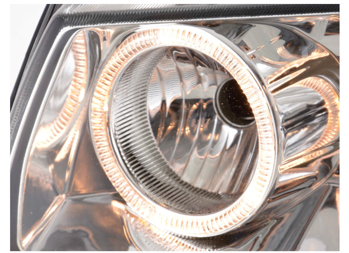 FK LED DRL Headlights Halo Ring VW Transporter Van Camper T4 97-02 chrome LHD