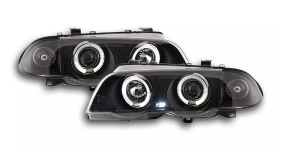 FK Set LED DRL Angel Eye Headlights BMW E46 Saloon 98-01 black LHD RHD M3