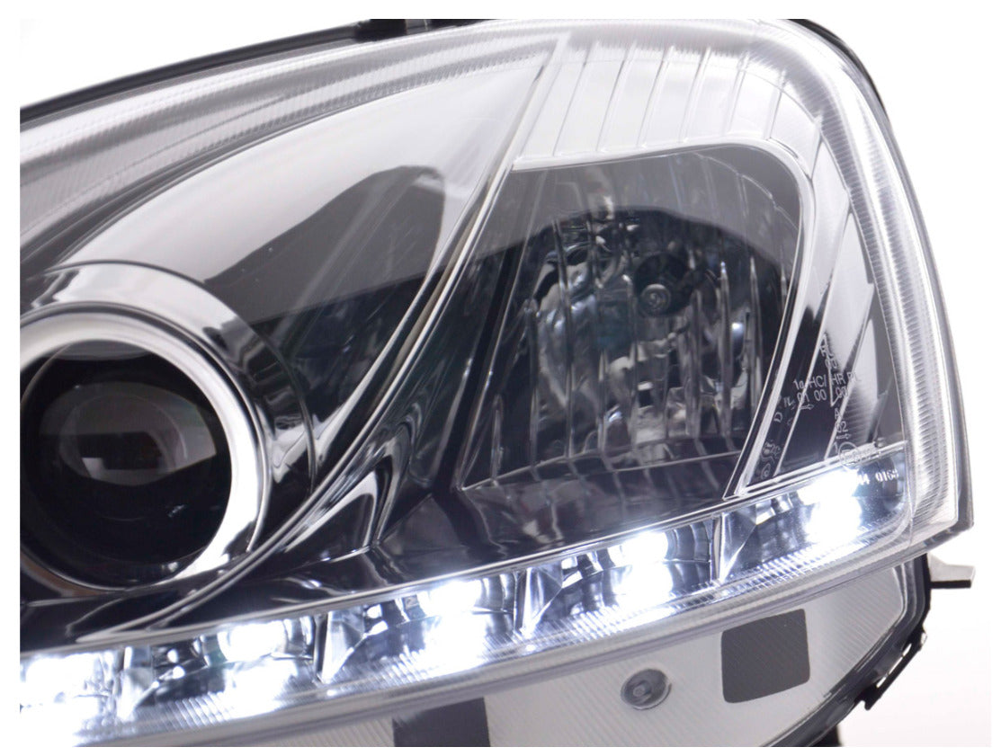 FK Opel Vauxhall Corsa C 01-06 LED DRL Halo Lightbar Projector Headlights LHD