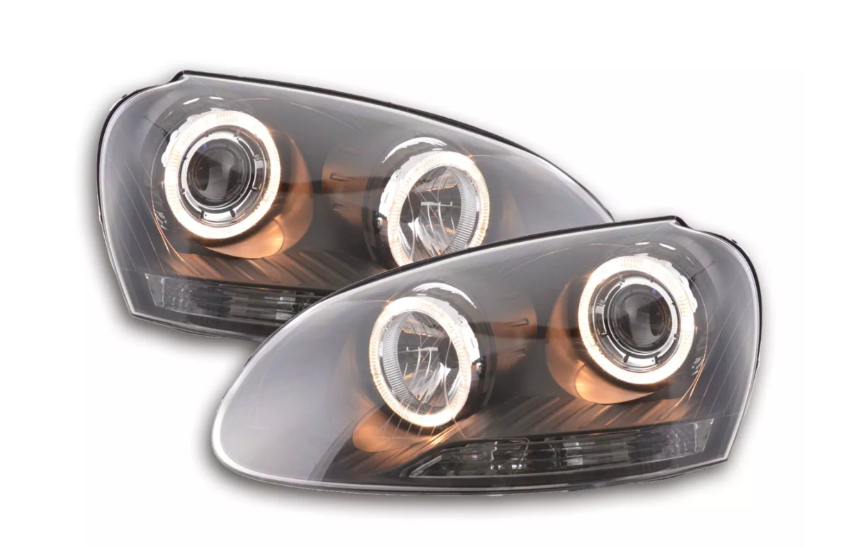 FK Set LED DRL Devil Halo Eye Headlights VW Golf 5 MK5 1K 03-08 black RHD & LHD