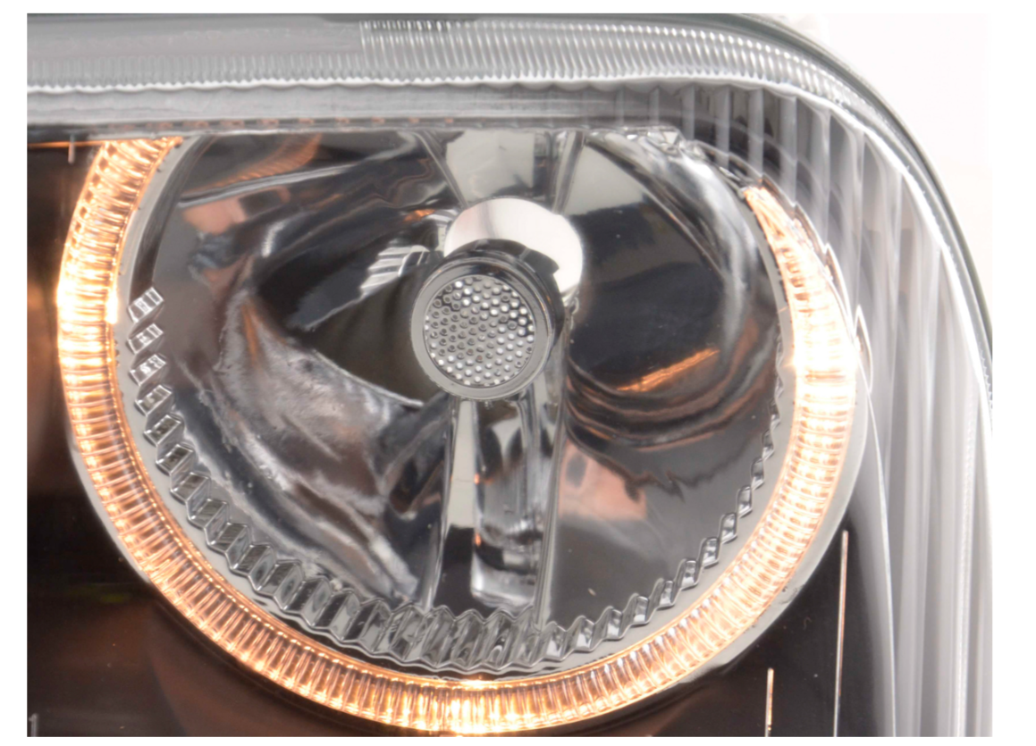 FK LED DRL Angel Eye Projektorscheinwerfer VW Golf 3 MK3 1HXO EXO 91-97 schwarz LHD