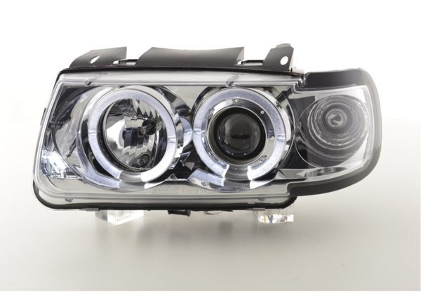 FK LED DRL Angel Eye Projektorscheinwerfer VW Polo 6N 94-99 Chrom LHD