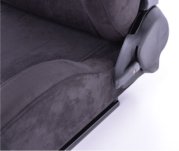 FK Pair Universal Reclining Bucket Sports Seats - Deluxe Synthetic Suede / Alcantara Black Edition