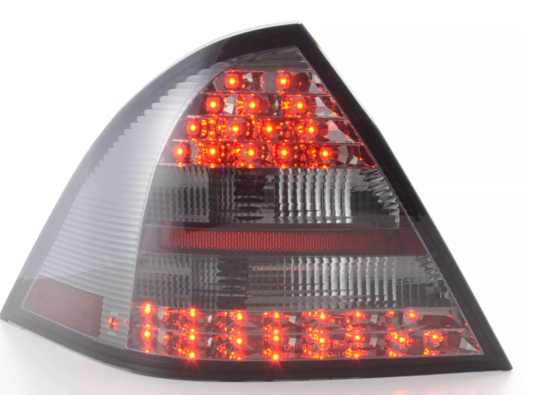 FK Automotive Pair LED Rear Lights Mercedes C-Class W203 01-04 Black Smoke LHD