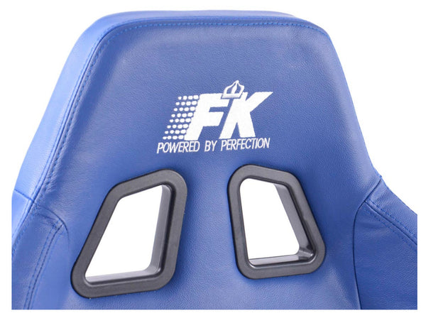 FK Pair Universal Reclining Bucket Sports Seats Blue REAL LEATHER Retro Edition