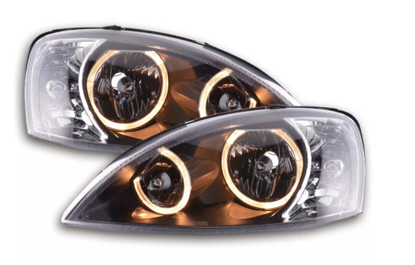 FK Pair LED DRL Angel Eye Halo Ring headlights Opel Corsa C 01-06 Black LHD